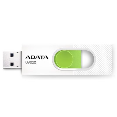Флешка USB ADATA UV320 (AUV320-32G-RWHGN), 32Gb, USB 3.2, R/W 100/30, белый/зеленый