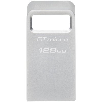 Флешка USB Kingston DataTraveler Micro (DTMC3G2/128Gb), 128Gb, USB 3.2 Gen 1, R/W 200/60, серебристый