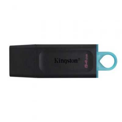 Флешка USB Kingston DataTraveler Exodia (DTX/64GB), 64Gb, USB 3.2 Gen 1, R/W 200/60, черный/бирюзовый