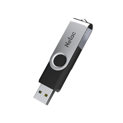 Флешка USB Netac U505 (NT03U505N-064G-20BK), 64Gb, USB 2.0, R/W 70/30, черный/серебристый