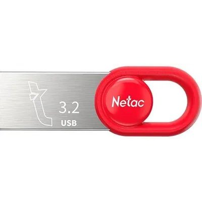 Флешка USB Netac UM2 (NT03UM2N-064G-32RE), 64Gb, USB 3.0, R/W 130/50, серебристый/красный