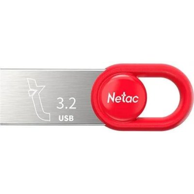 Флешка USB Netac UM2 (NT03UM2N-128G-32RE), 128Gb, USB 3.0, R/W 130/50, серебристый/красный