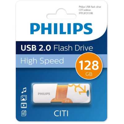 Флешка USB PHILIPS CITI2.0 (FM12FD130B/97), 128Gb, USB 2.0, R/W 10/2, белый
