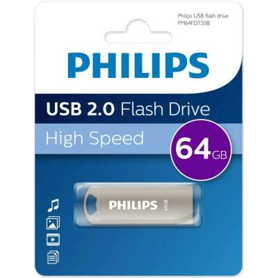 Флешка USB 64Gb PHILIPS IRON 2.0 64Gb, USB 2.0