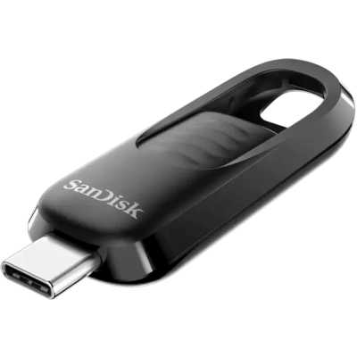 Флешка USB SanDisk Ultra Slider (SDCZ480-128G-G46), 128Gb, USB Type-C, R/W 400/70, черный