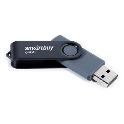 Флешка USB Smartbuy Twist black (SB064GB2TWK), 64Gb, USB 2.0, R/W 20/10, черный