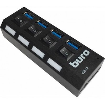 USB-концентратор Buro BU-HUB4-U3.0-L, USB 3.0, USB 4 порта, USB
