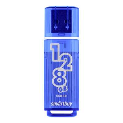 Флешка USB SmartBuy Glossy Dark Blue (SB128 GbGS-DB), 128Gb, USB 3.0, R/W 75/30, темно-синий