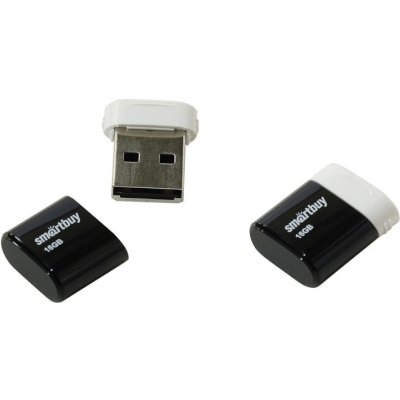 Флешка USB SmartBuy LARA black (SB16GBLARA-K), 16Gb, USB 2.0, R/W 15/5, черный/белый