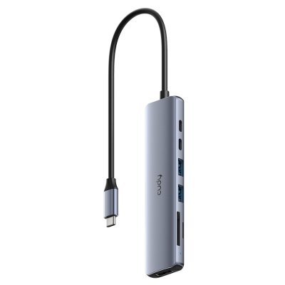 USB-концентратор CUDY UH407, USB Type-C, HDMI, microSD/SD, адаптер/USB Type-C