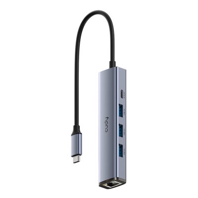 USB-концентратор CUDY UH605, USB Type-C, USB + RJ-45, USB Type-C