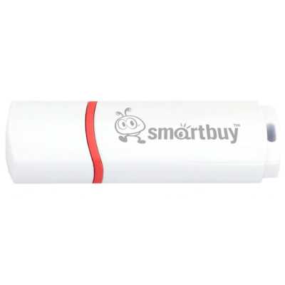 Флешка USB Smartbuy Crown white (SB64GbCRW-W), 64Gb, USB 2.0, R/W 20/10, белый/красный