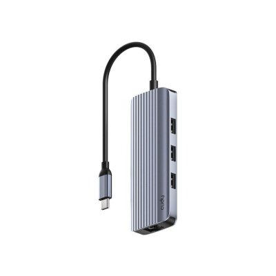 USB-концентратор CUDY UH606, USB Type-C, HDMI + RJ-45 + USB, USB Type-C