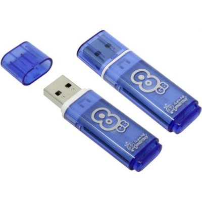 Флешка USB Smartbuy Glossy series Blue (SB8GbGS-B), 8 Gb, USB Type-A 2.0, R/W 25/15, синий