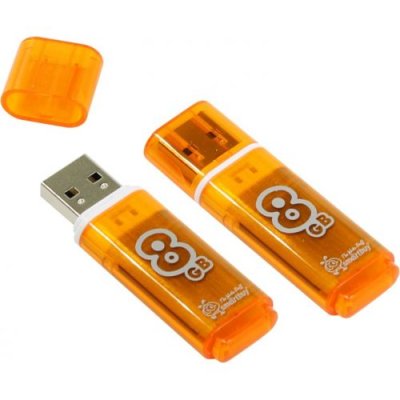 Флешка USB Smartbuy Glossy series Orange (SB8 GbGS-Or), 8Gb, USB 2.0, R/W 25/15, оранжевый