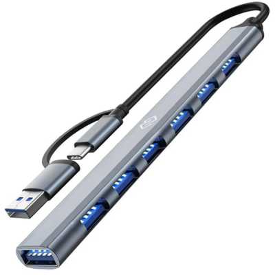USB-концентратор Digma DHUB-7USB-AC-3.0, USB-C + USB-A, USB 3.0 7 портов, USB