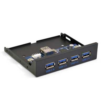 Планка USB на переднюю панель ExeGate U3H-625, 3,5", 4*USB3.0, черная, металл, подсоединение к мат. плате