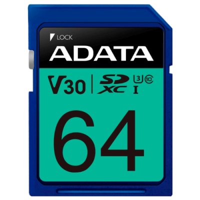 Флеш карта SD ADATA 64Gb ADATA Premier Pro SDXC Class 10 UHS-I U3 V30S 95/60 MB/s