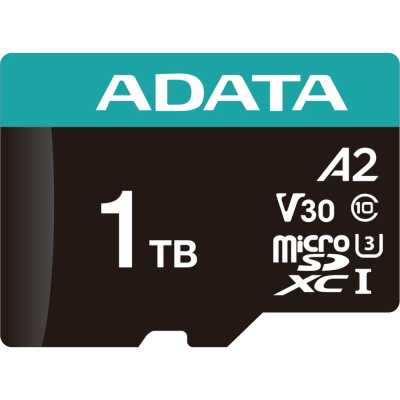 Флеш карта ADATA AUSDX1TUI3V30SA2-RA1, 1Tb microSDXC Class 10 UHS-I U3 V30S A2 100/80 MB/s (SD адаптер)