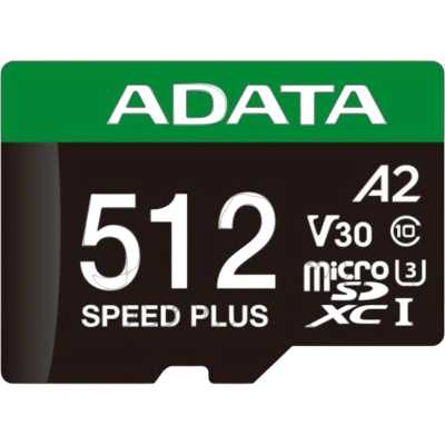 Флеш карта microSD ADATA 512Gb microSDXC Class 10 UHS-I U3 V30 A2 180/160 MB/s (SD адаптер)