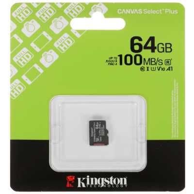 Флеш карта Kingston Canvas Select Plus microSDXC 64Gb C10 SDCS3/64Gb