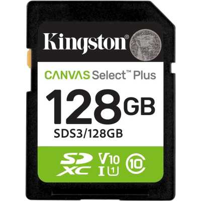 Флеш карта SDXC UHS-I Kingston Canvas Select Plus 128 Gb, 150 МБ/с, Class 10, SDS3/128Gb