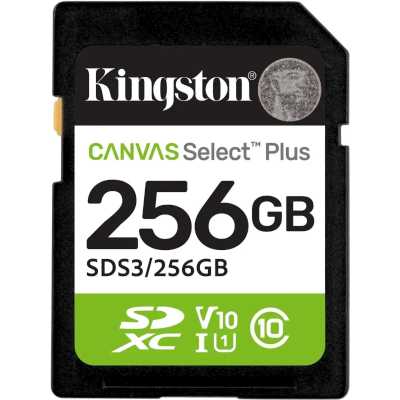 Флеш карта SDXC UHS-I Kingston Canvas Select Plus 256 Gb, 150 МБ/с, Class 10, SDS3/256Gb