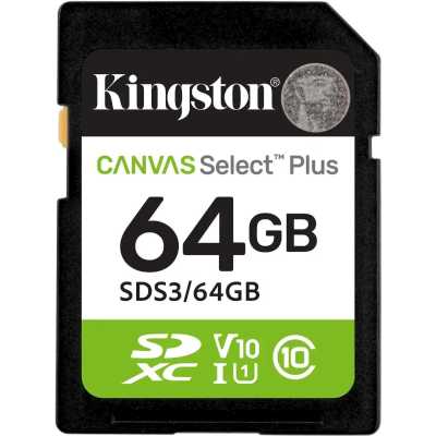 Флеш карта SDXC 64Gb Kingston SDS3/64Gb Canvas Select Plus w/o adapter