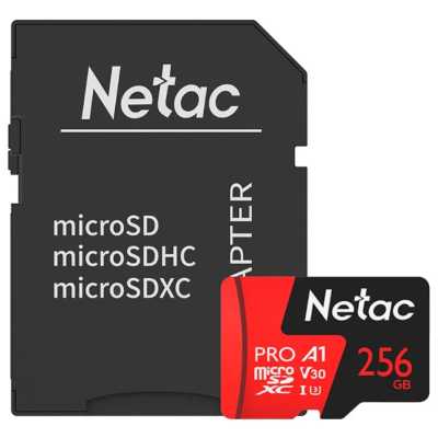 Флеш Карта MicroSD card Netac P500 Extreme Pro 256Gb, retail version w/SD adapter