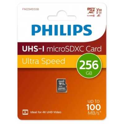 Флеш карта microSD 256Gb PHILIPS High Speed microSDHC Class UHS-I U3, V30, A1, 100Mb/s