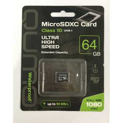 Флеш карта QUMO MicroSDXC 64Gb Сlass 10 UHS-I,3.0 без адаптера SD, черно-красная картонная упаковка
