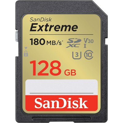 Флеш карта SD 128Gb SanDisk SDXC Class 10 V30 UHS-I U3 Extreme 180MB/s
