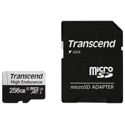Карта памяти Transcend 256GB microSD w/ adapter U1, High Endurance R95/W45 MB/s