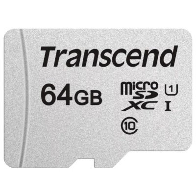 Флеш карта Micro SecureDigital 64Gb Transcend Class 10 TS64GUSD300S-A MicroSDXC Class 10 UHS-I, SD adapter