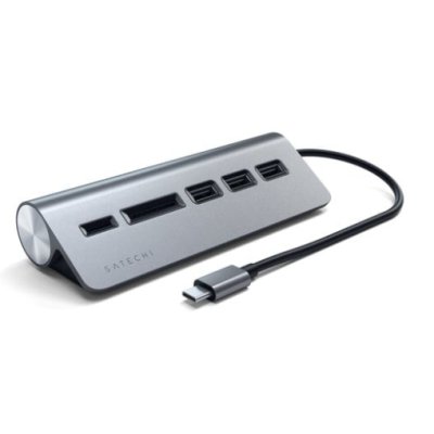 USB-концентратор Satechi Type-C USB Hub & Micro/SD Card Reader. Интерфейс USB-C. 3 порта USB 3.0 , слоты для карты памяти. Цвет серый космос.