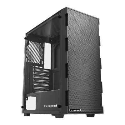 Корпус HSPD M550, Mesh Mid Tower, Black, TG, 0.45 SPCC, no fans ATX, mATX, mITX 160/340/200mm 2x2.5", 2x3.5", 7xPCI 1xUSB-A 3.0, 2xUSB-A 2.0 395x195x450mm