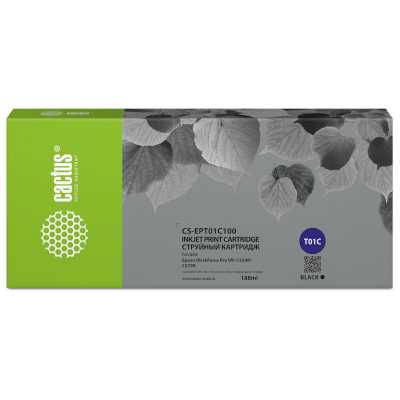 Картридж струйный Cactus CS-EPT01C100 T01C1 черный (188мл) для Epson WorkForce Pro WF-C529RDTW/WF-C5