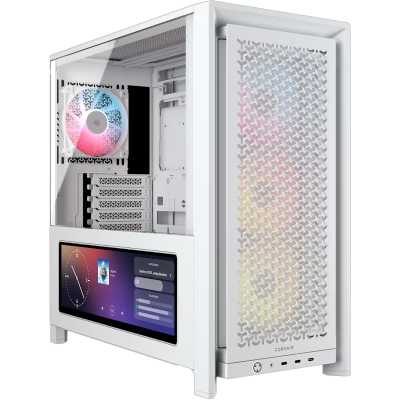 Корпус без блока питания/ Case Corsair Frame 4000D LCD RS ARGB, Midi-Tower, TG, 3x120mm ARGB, 3xUSB Type-C, E-ATX, ATX, mATX, mITX White