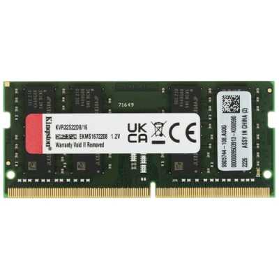 Оперативная память Kingston DDR4 SODIMM 16GB 3200Mhz KVR32S22D8/16BK