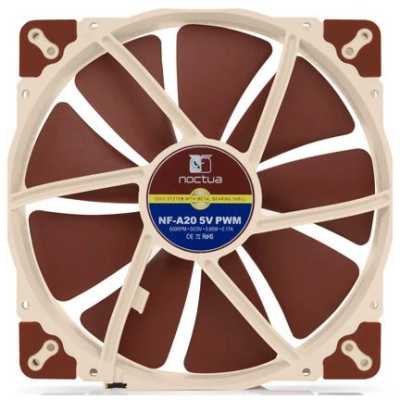 Кулер для корпуса Case Cooler Noctua NF-A20 5V (200x200x30mm, 3-pin, 86.46CFM, 18.1dBA, 800RPM, Beige/Brown)