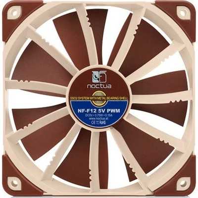 Кулер для корпуса Case Cooler Noctua NF-F12 5V (120x120x25mm, 3-pin, 54.97CFM, 22.4dBA, 1500RPM, Beige/Brown)