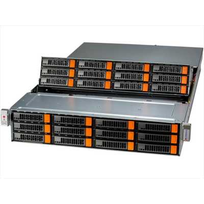 Supermicro SuperStorage 2U Server 521E-E1CR24H noCPU(1) 4th/5th(MCC carrier)/TDP 300W/no DIMM(16)/ 24x3.5/2.5 SAS/SATA(3908 controller)/2x10GbE 2x10GbSFP+/2x1600W/SFT-DCMS-Single