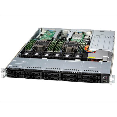 Серверная платформа SYS-121C-TN10R (bundle11): 1U / 2x LGA-4677 / 16x DDR5 RDIMM / 10x 2.5 NVMe*/SAS*/SATA / 2x PCIe 5.0 x16 FHHL / 2x PCIe 5.0 x4 NVMe M.2 / 1x 2-Port 1GbE RJ45 / TPM / 2x 860W Power (10 SATA config)