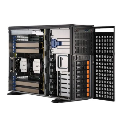 Серверная платформа GPU SuperServer SYS-741GE-TNRT (X13DEG-QT, CSE-749TS-R2K05BP) (2 x LGA-4677, 16xDDR5 Up to 4TB, 8x 3.5" NVMe/SATA/SAS, 2 M.2 NVMe for boot drive only, 4x PCIe 5.0 x16 (double-width) slots, 3x PCIe 5.0 x16 (single-width) slots, 2x 10GbE