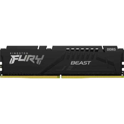 Оперативная память Kingston Fury Beast Black, DDR5, 32GB (1x32GB), 5200 MHz, CL40, с радиатором, черный