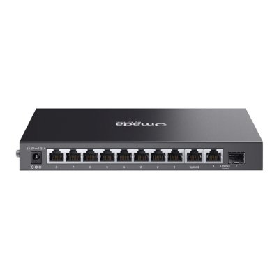 Коммутатор TP-Link Omada ES210GP, 8×1 Гбит/с PoE+ + 1×1 Гбит/с Uplink + 1×1 Гбит/с SFP (Combo), настраиваемый