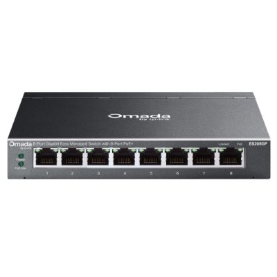 Коммутатор TP-Link Omada ES208GP, 8×1 Гбит/с PoE+, настраиваемый
