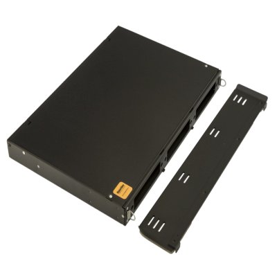 Бокс оптический универсальный Hyperline FO-19V-1U-3xSLT-W130H30-24UN-BK 19" выдвижной, с полкой, от 8 до 24 портов (SC, duplex LC, ST, FC), со сплайс пластиной, без Пигтейлов и проходных адаптеров, 1U