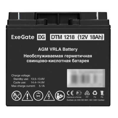 Батарея для ИБП ExeGate DTM 1218 (12V 18Ah, клеммы F3 (болт М5 с гайкой))
