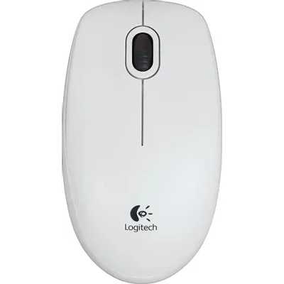 Мышь проводная Logitech B100 белый, 1000 dpi, USB, кнопки - 3